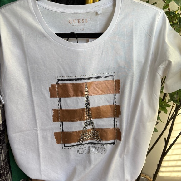 Guess White rhinestone embellished tee nwt - Picture 3 of 6